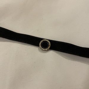 velvet diamond circle choker with adjustable chain